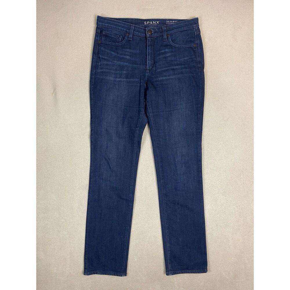 Spanx Jeans Womens 30 Blue The Slim X Straight Mid Rise Straight Leg Stretch